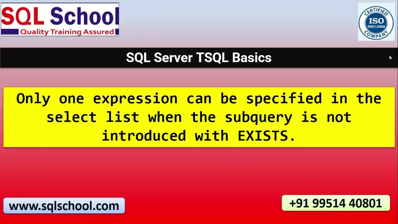 Only one expression can be specified in select list when the subquery is not introduced with EXISTS.