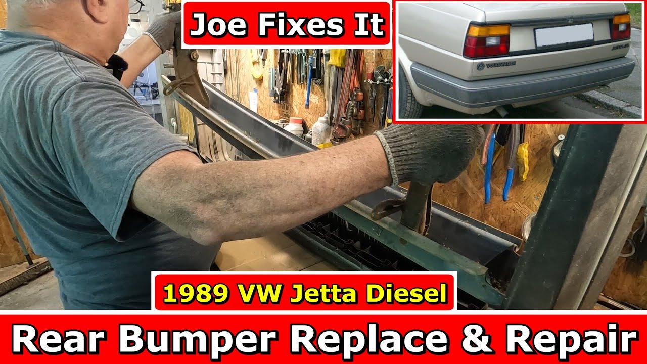 1989 MK2 VW Jetta Diesel Rear Bumper Replace and Repair | Joe Fixes It Ꮤ🔧🚧