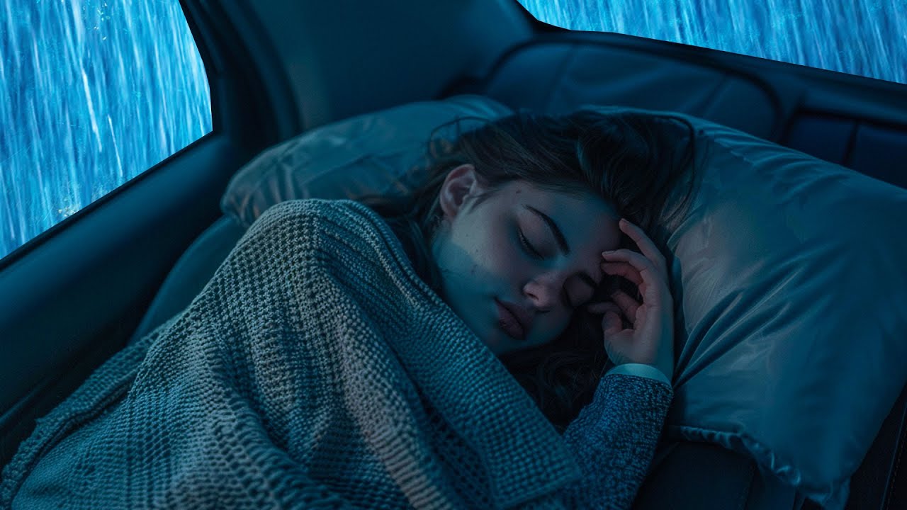 Beat Insomnia Fast with Pounding Rain & Savage Thunder on Car in Gloomy Forest at Night