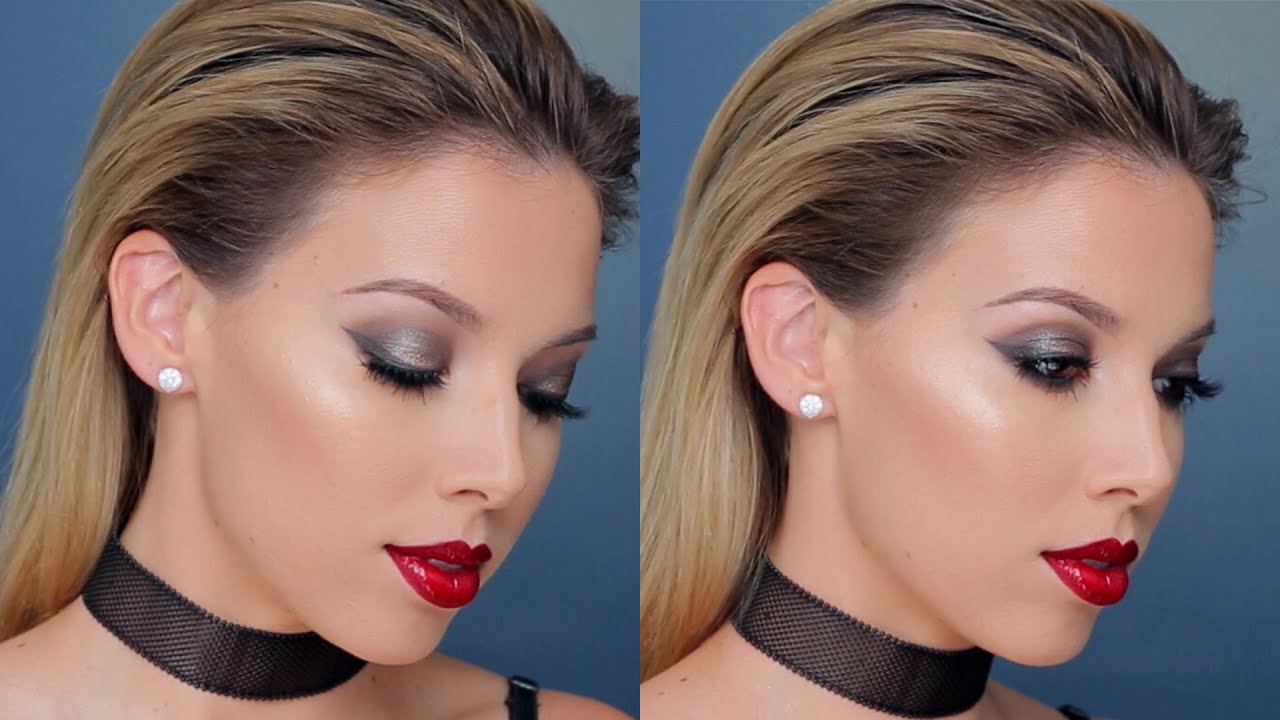 Silver Smokey Eye + Red Lip Makeup | LUSTRELUX