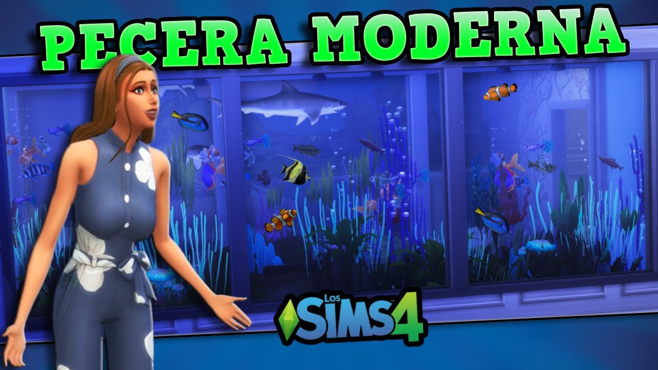 IDEAS DE CONSTRUCCION 🔨| TUTORIAL SIMS 4 | Pecera MODERNA con TIBURONES