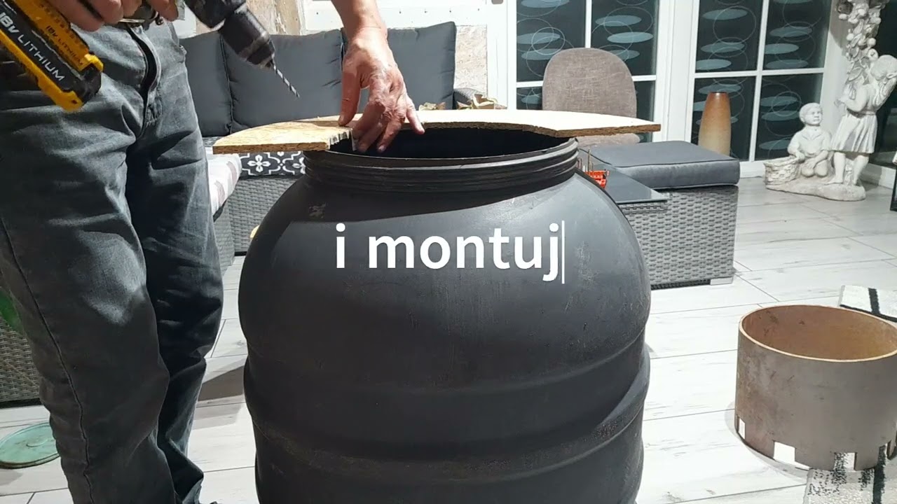 karmnik dla kur z beczki - budowa