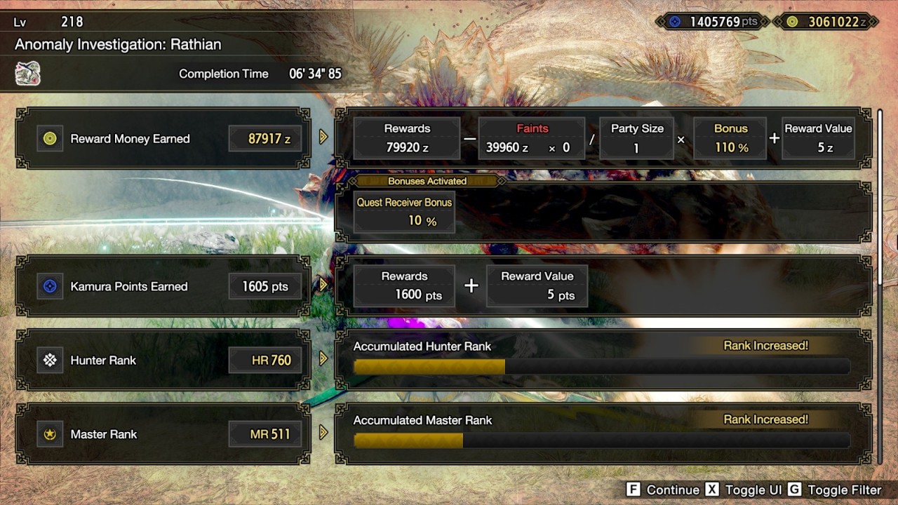 MHR:SB || Anomaly Lvl 218 Rathian Solo