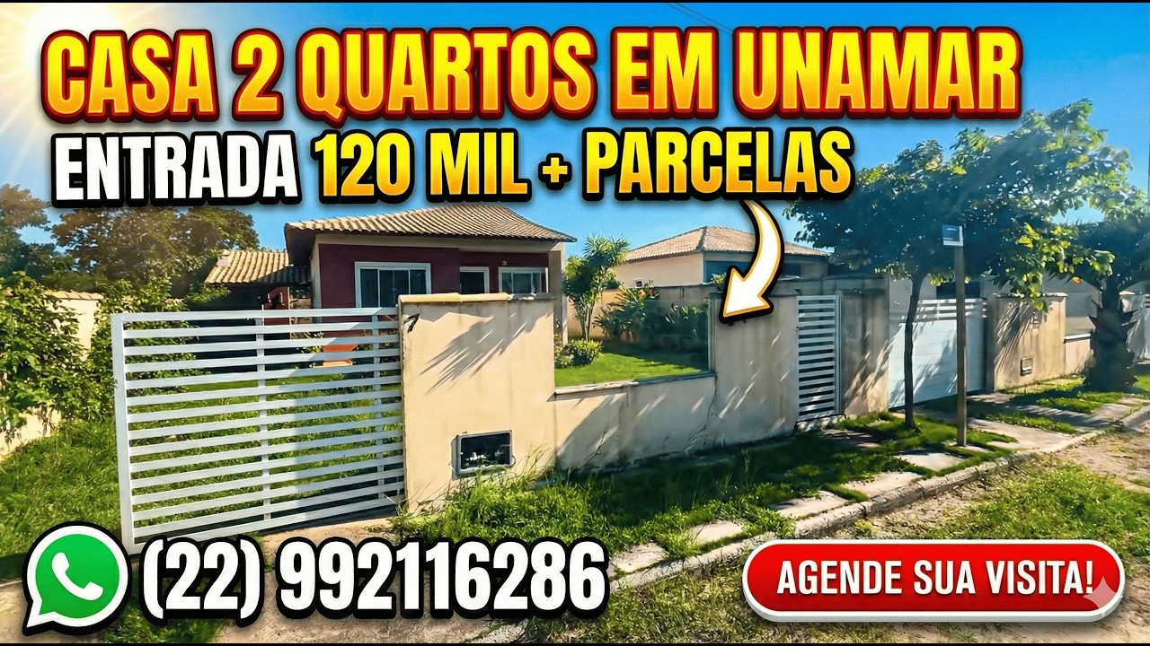 Casa 2 Quartos em Unamar com Área Gourmet – Entrada 120 Mil + Parcelas 2 Mil