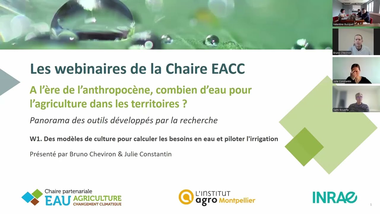 Webinaire 1 - Des modèles de culture pour calculer les besoins en eau et piloter l'irrigation