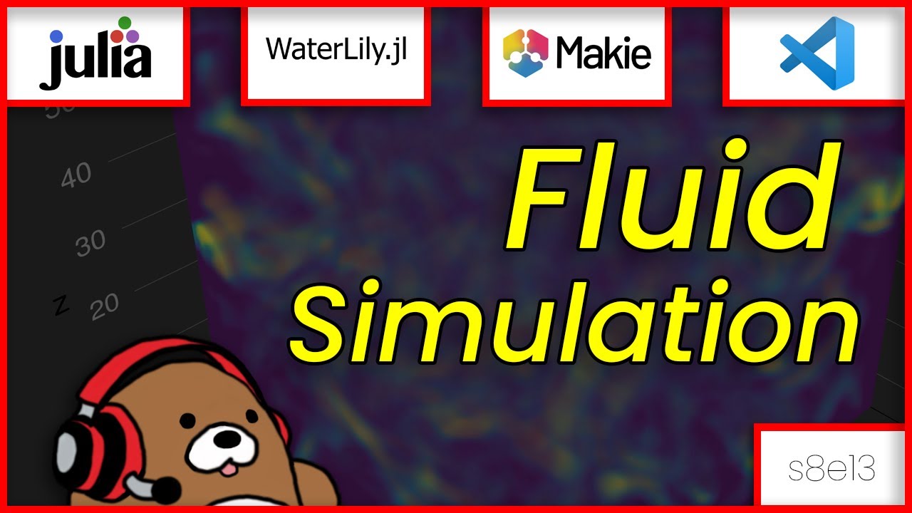 [08x13] Real-Time Fluid Dynamics Simulation in Julia using Waterlily.jl, GLMakie.jl and VS Code