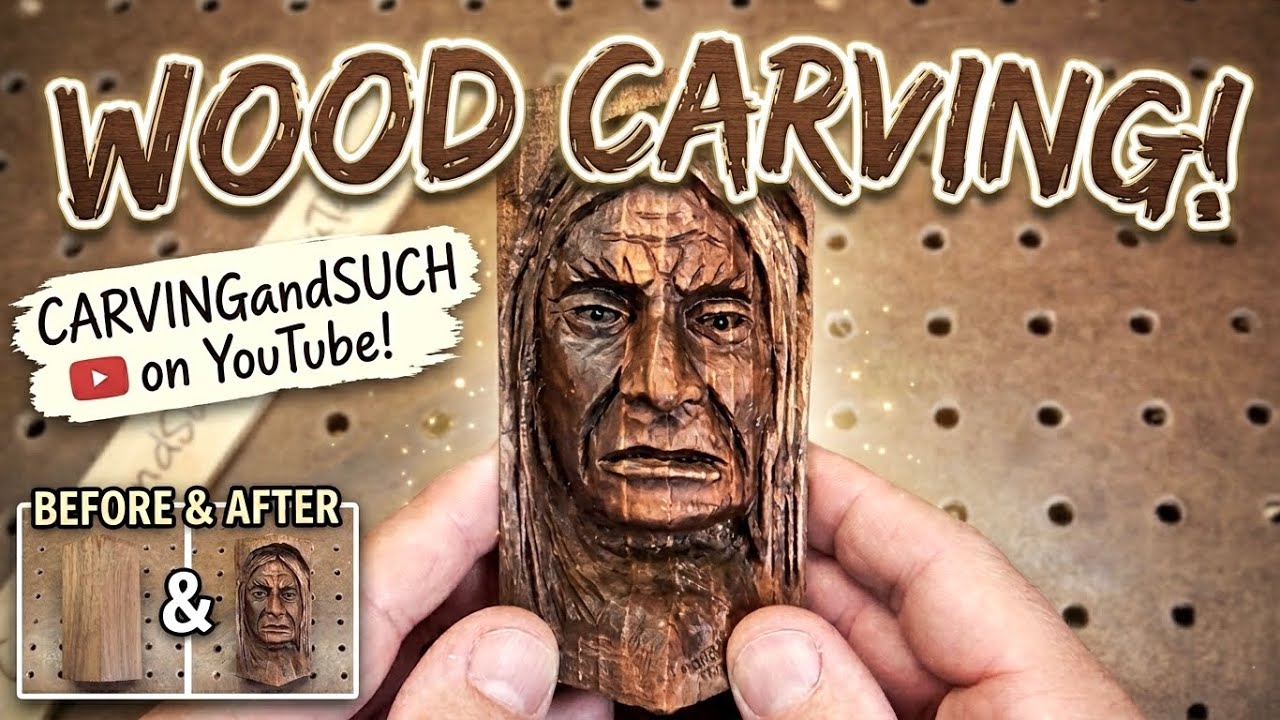 Power Wood Carving Indian face. Dremel 3000