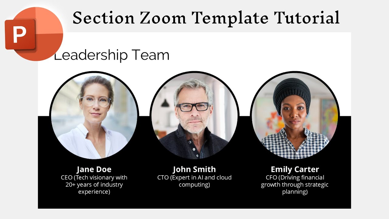 PowerPoint Section Zoom Corporate Presentation Tutorial | Part 5: Meet The Team Slide