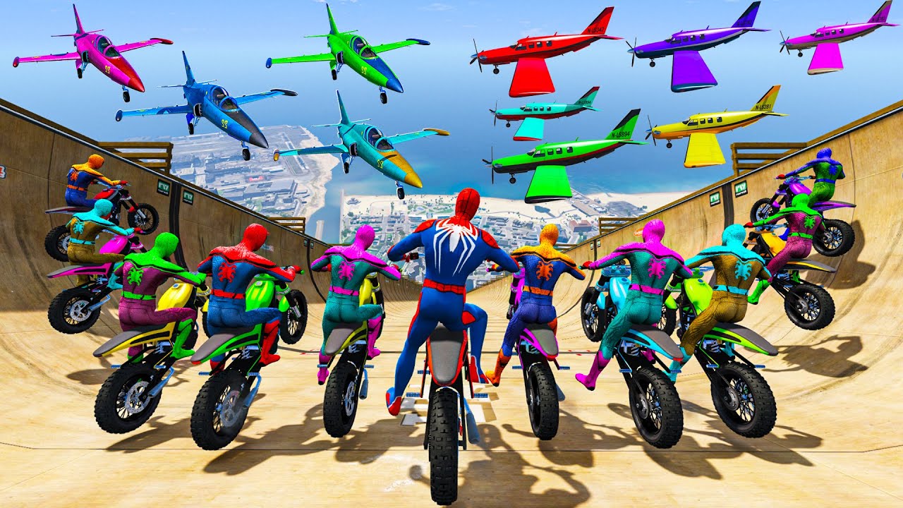 GTA 5 Longest Ramp Challenge Spiderman vs Longest Ramp in  Highest Mega Ramp in GTA 5 #006