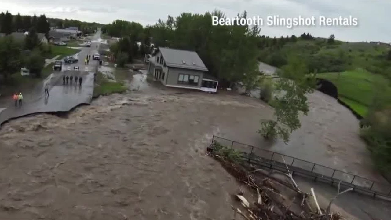 Yellowstone flooding takes out bridge, washes out roads
