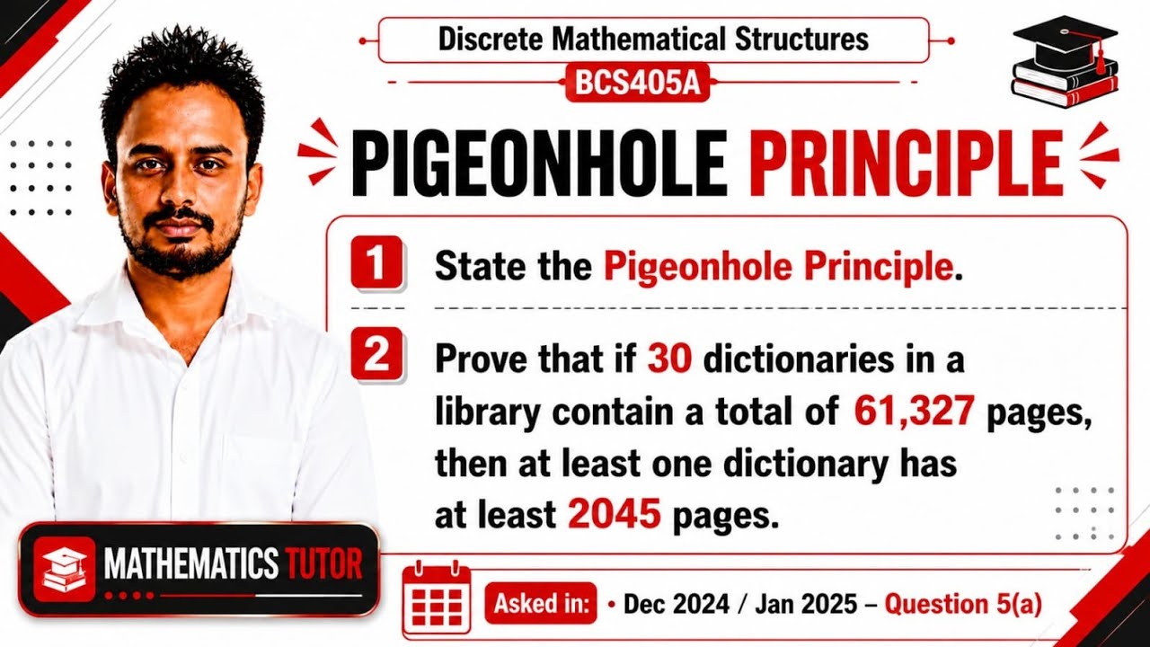 BCS405A | Pigeonhole Principle Explained with Real-Life Example | VTU Discrete Maths