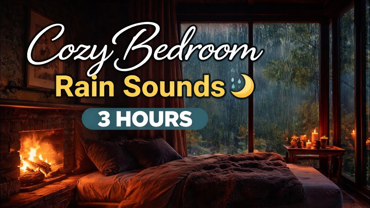 3 Hours Cozy Bedroom Rain 🌙 | Relaxing Sounds for Deep Sleep & Stress Relief