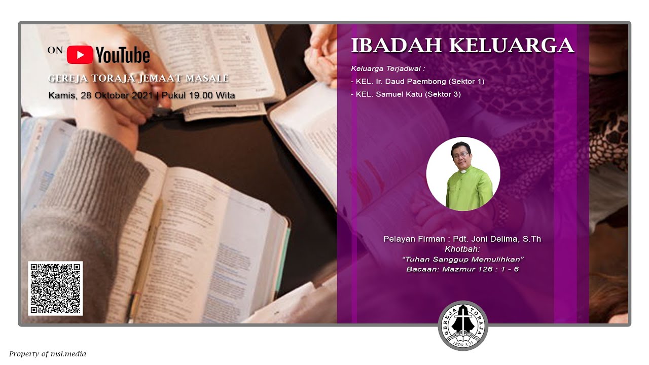 Ibadah Keluarga Jemaat Masale | Kamis, Oktober 28, 2021 | Pukul 19.00 Wita