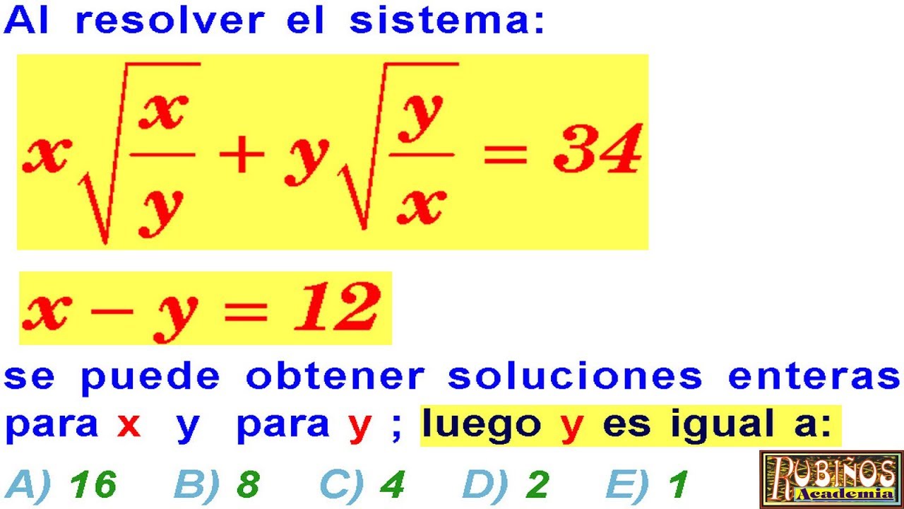 Examen de Admisión a la Universidad UNI Sistemas de Ecuaciones Álgebra Solucionario Ingeniería