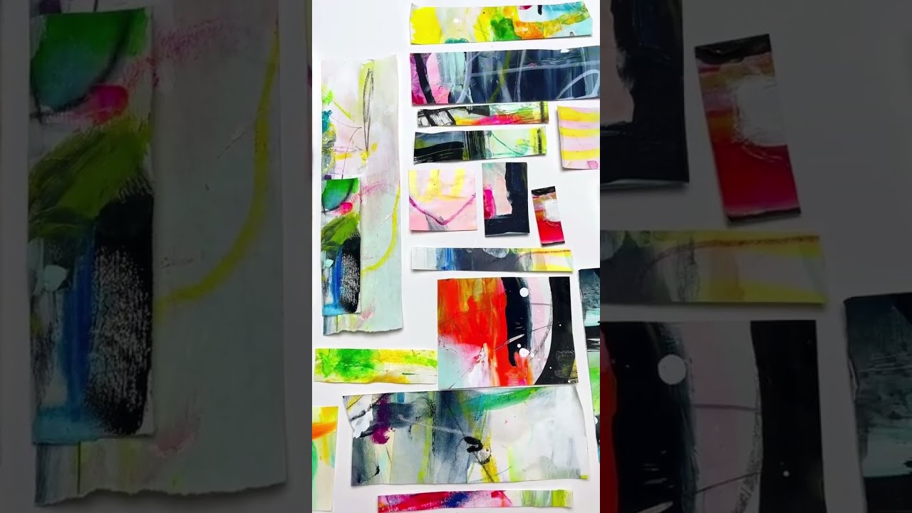 Juicy, colorful, painted paper bits ready for collage! 🌈