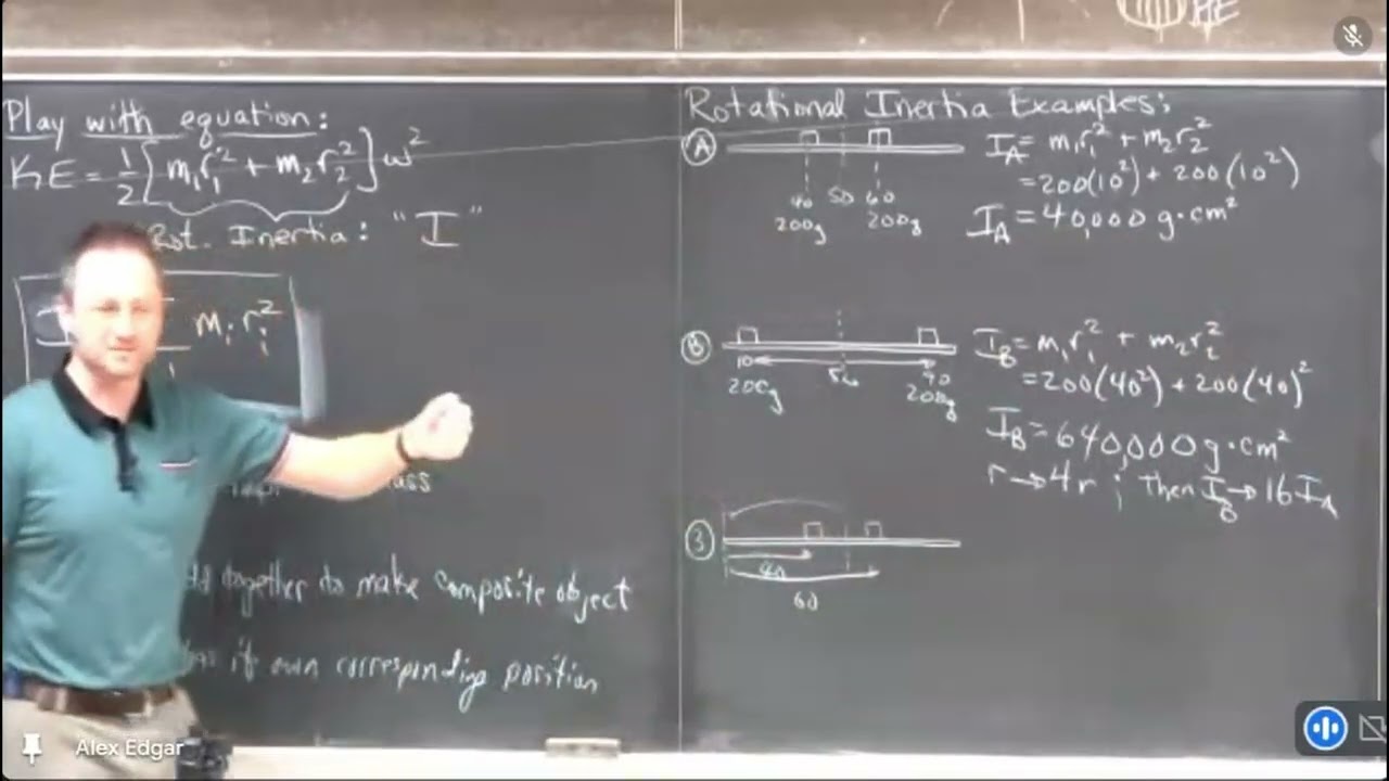 Rotational Inertia lecture-demo derivation - algebra & calculus