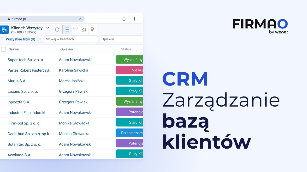CRM - Zarządzanie bazą klient&oacute;w w Firmao