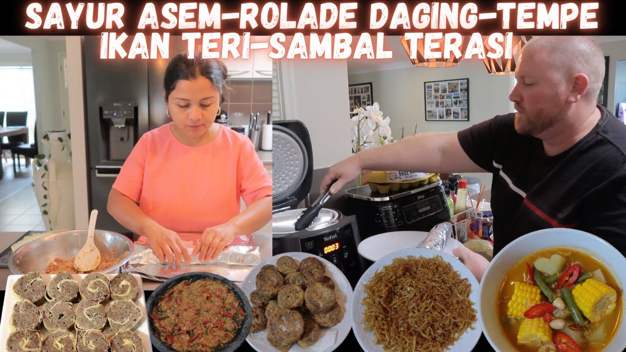 MASAK SAYUR ASEM-ROLADE DAGING-TEMPE GORENG-IKAN TERI DAN SAMBAL TERASI