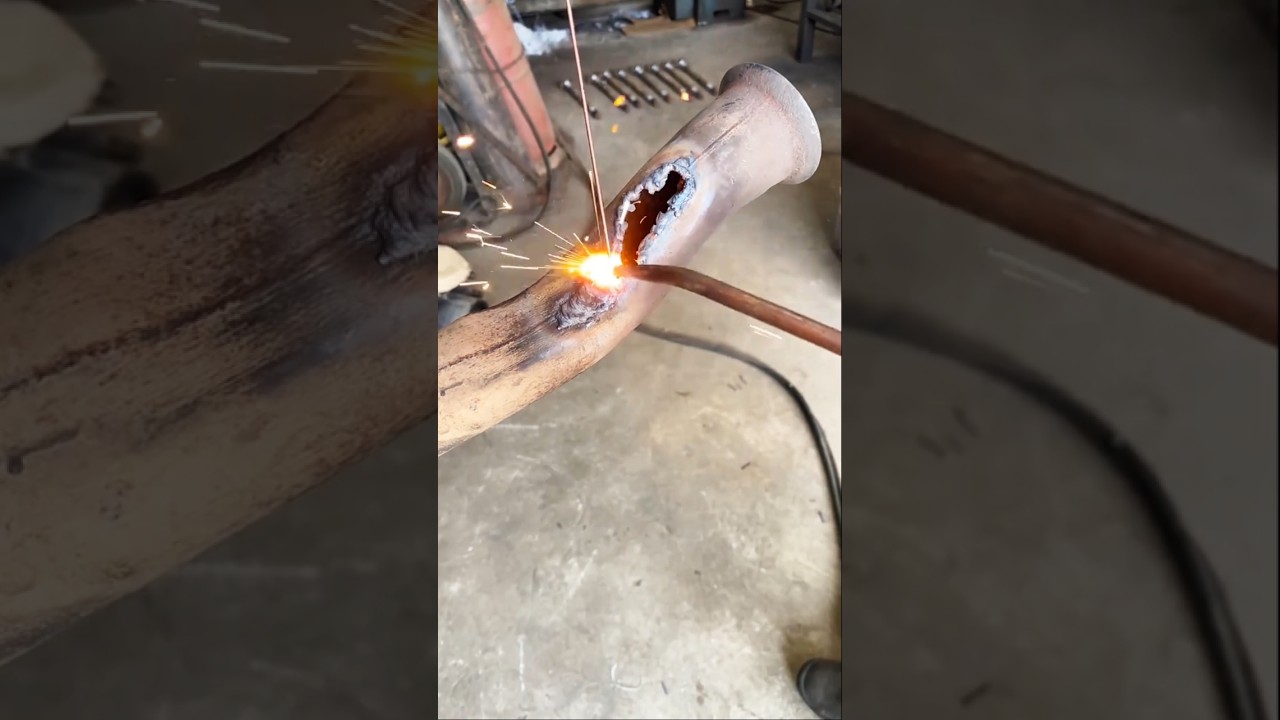 Welding Skills Tested, Thin Exhaust Pipe#welding #mechanic #repair #welder #shorts