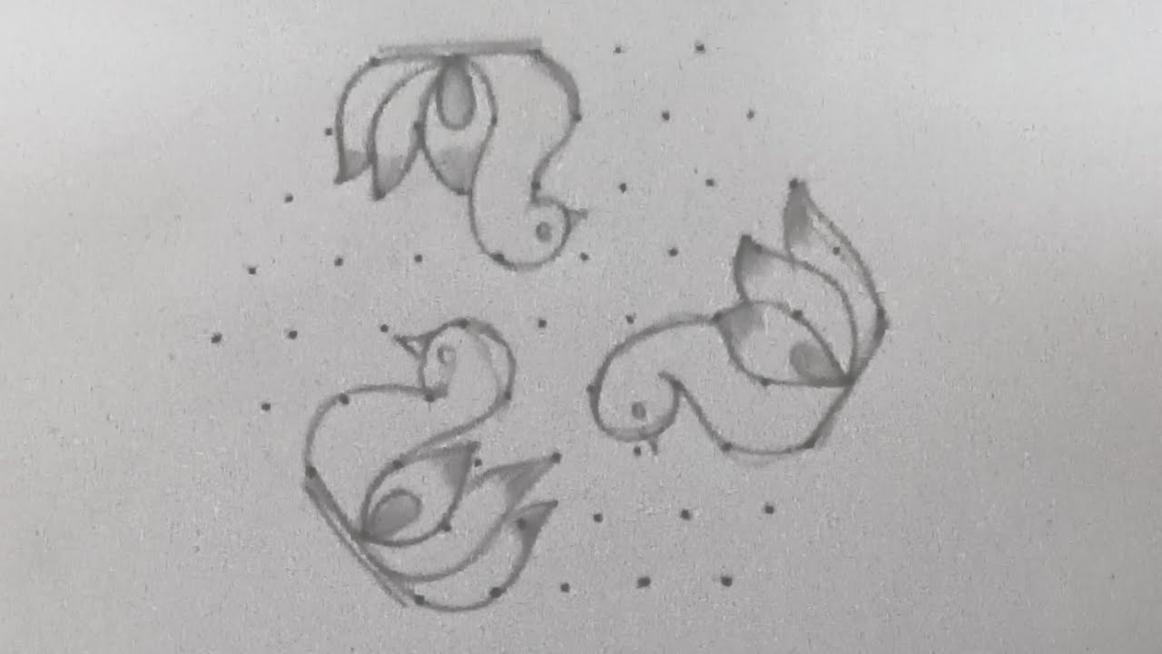 Beautiful peacock design just 9 dots🦚kolam designs with peacock 🦚very easy peacock rangoli 🦚muggulu 
