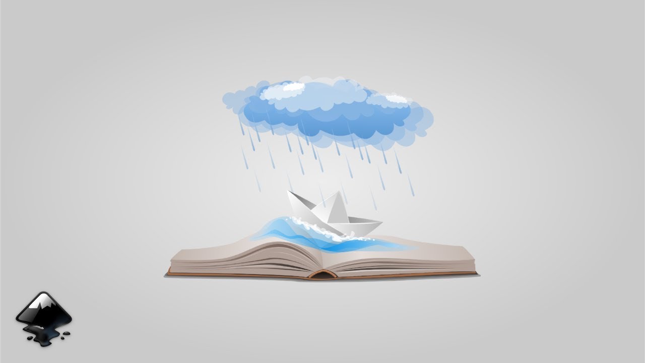 Book with a paper boat in Inkscape