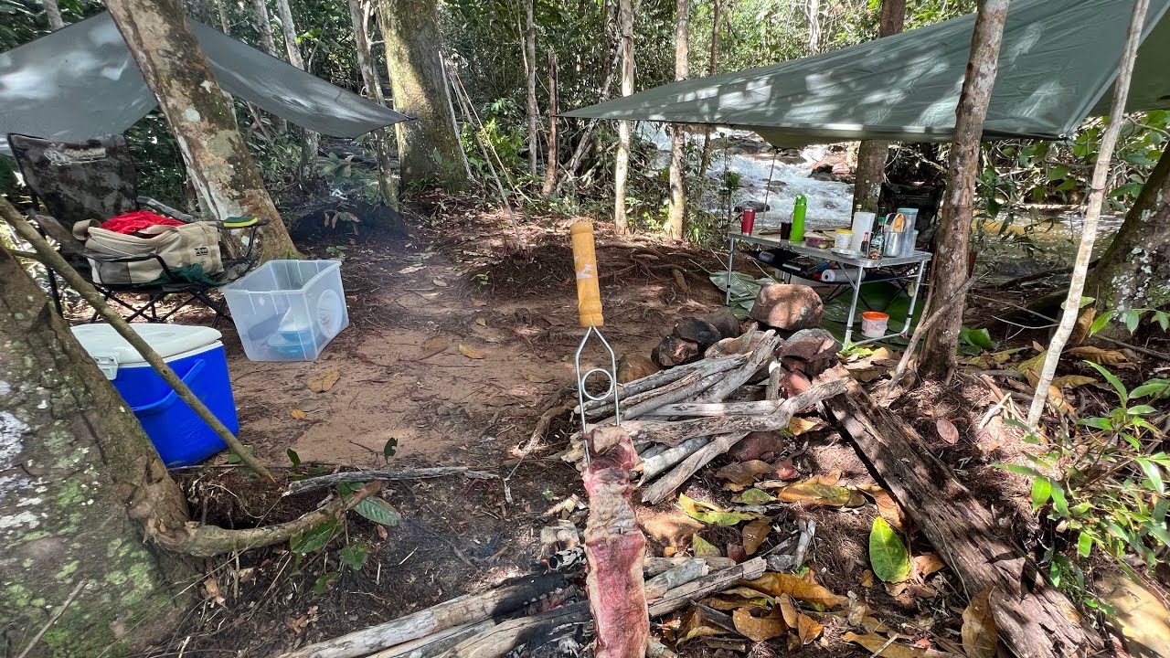 CAMPING AND FISHING, MAKING ROASTED LAMB RIBS (ASMR)