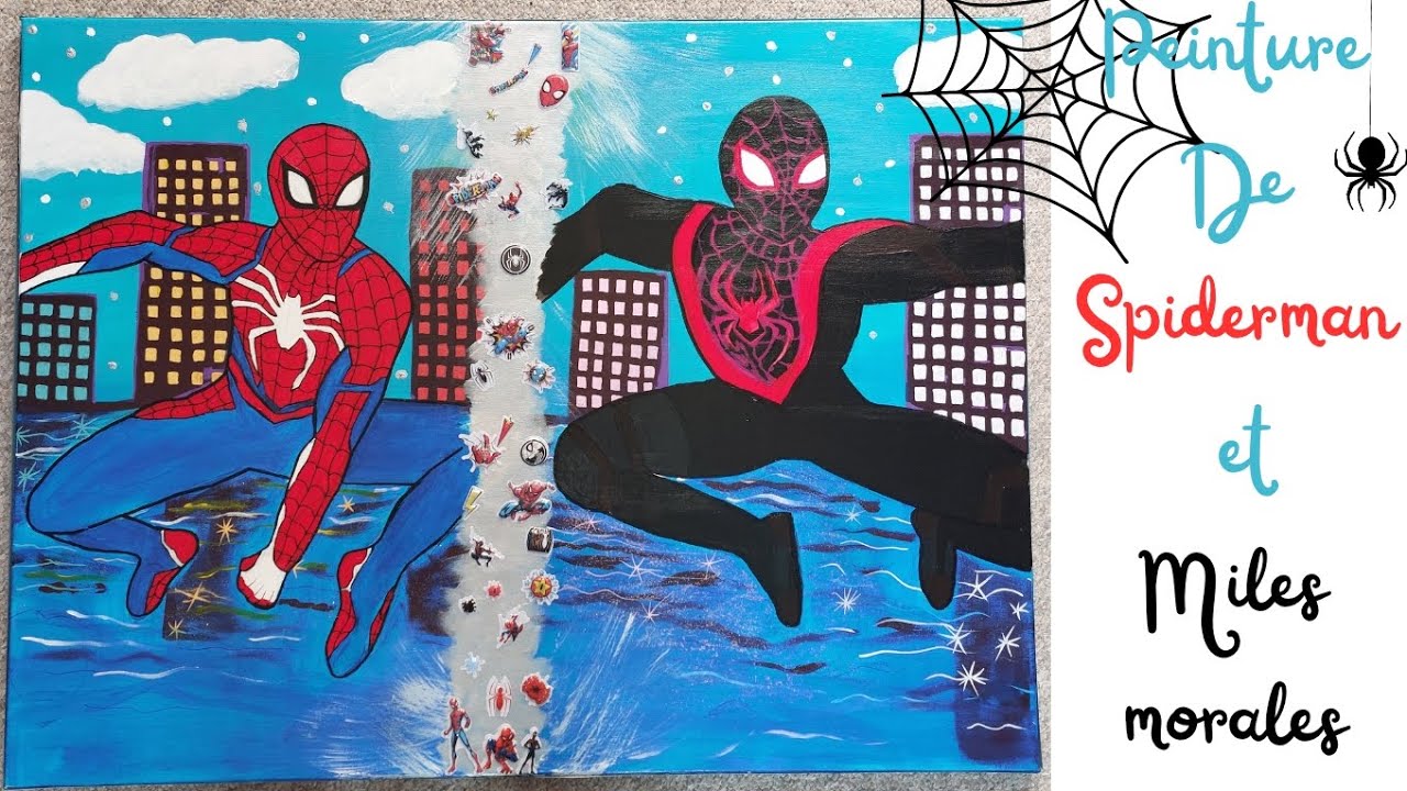 Grande peinture de 2 spiderman 🖤❤️ 🕸🕷🕸🕷🕸