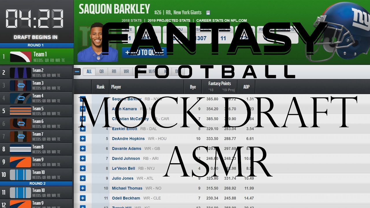 2019 Fantasy Football Mock Draft (Whispered ASMR)