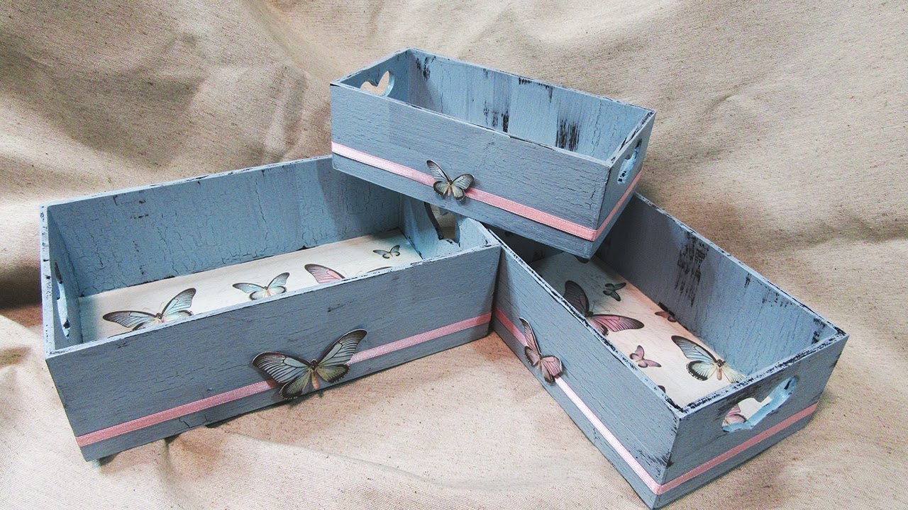 Cajas de madera decoradas con craquelado
