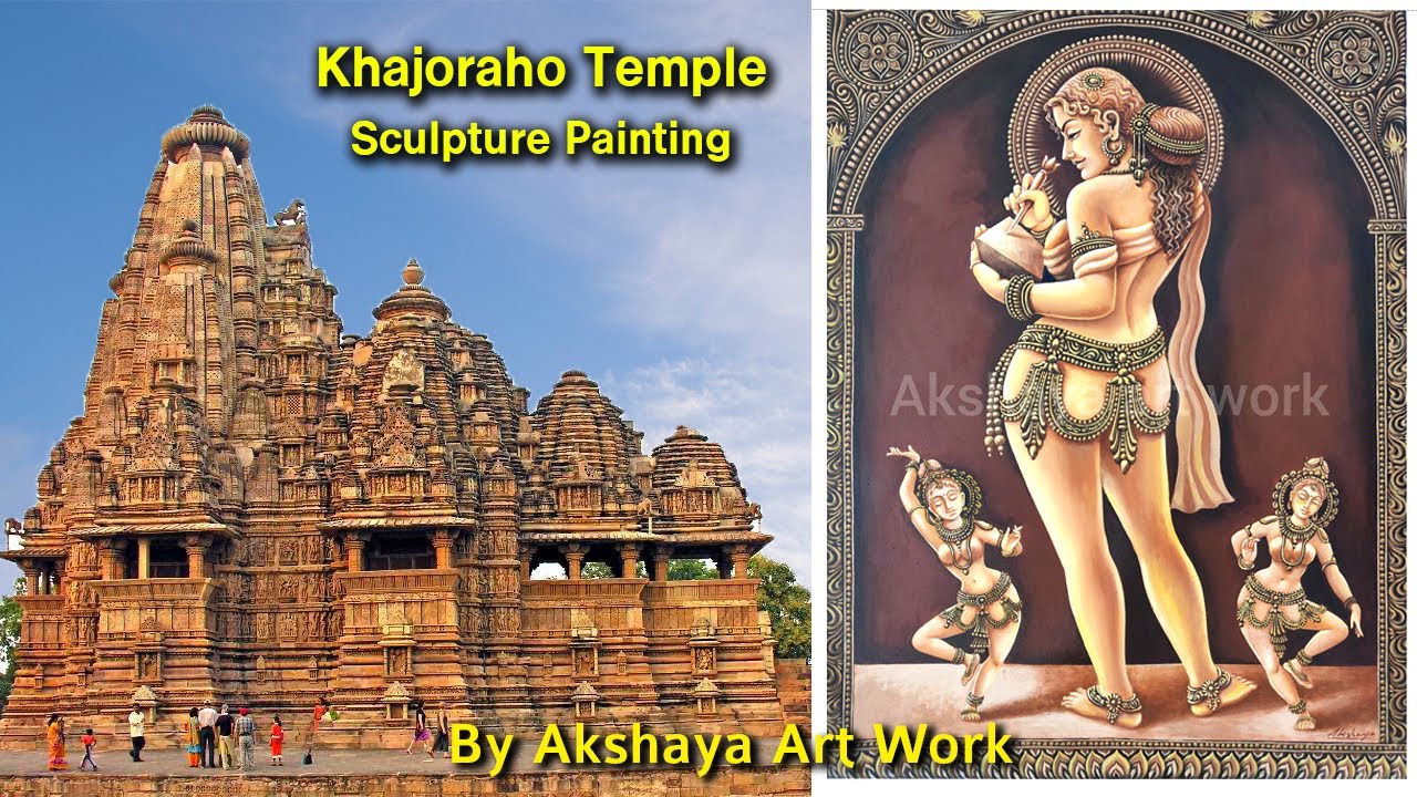 Khajuraho sculpture painting || Acrylic on Canvas || Acrylic Colour Painting