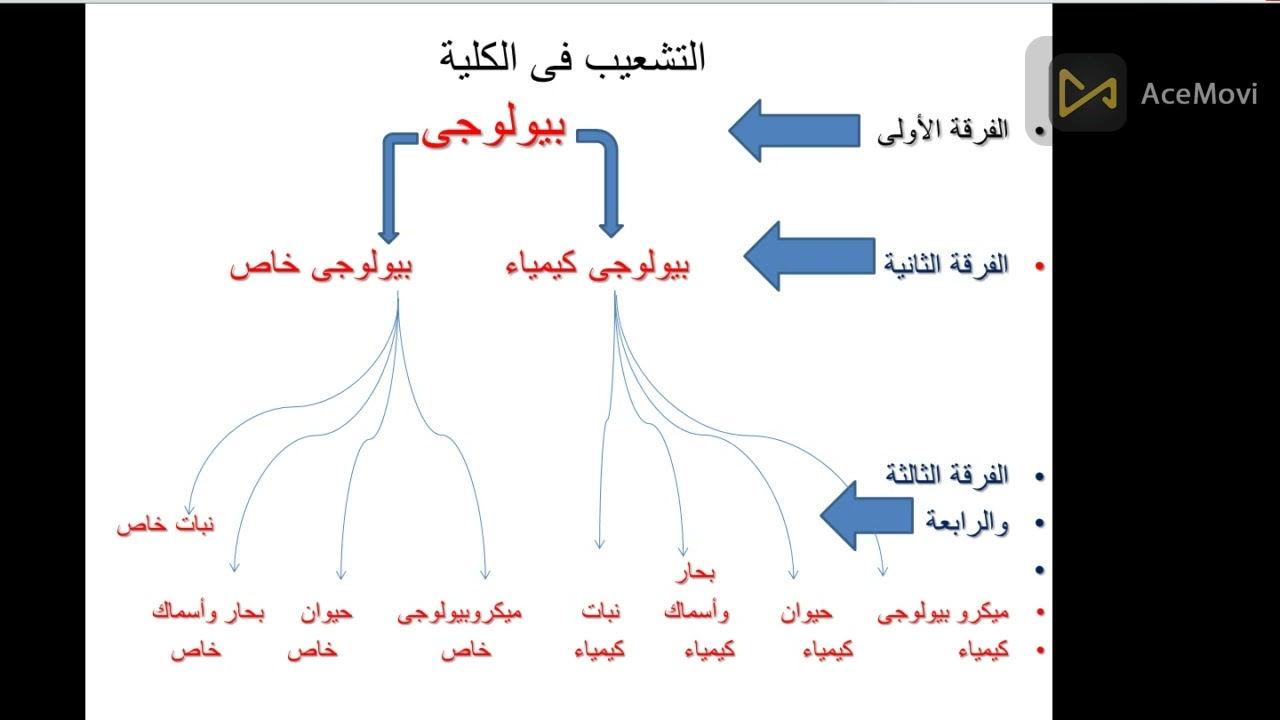 تشعيب ومجالات عمل قسم#بيولوجى كلية العلوم جامعة الأزهر