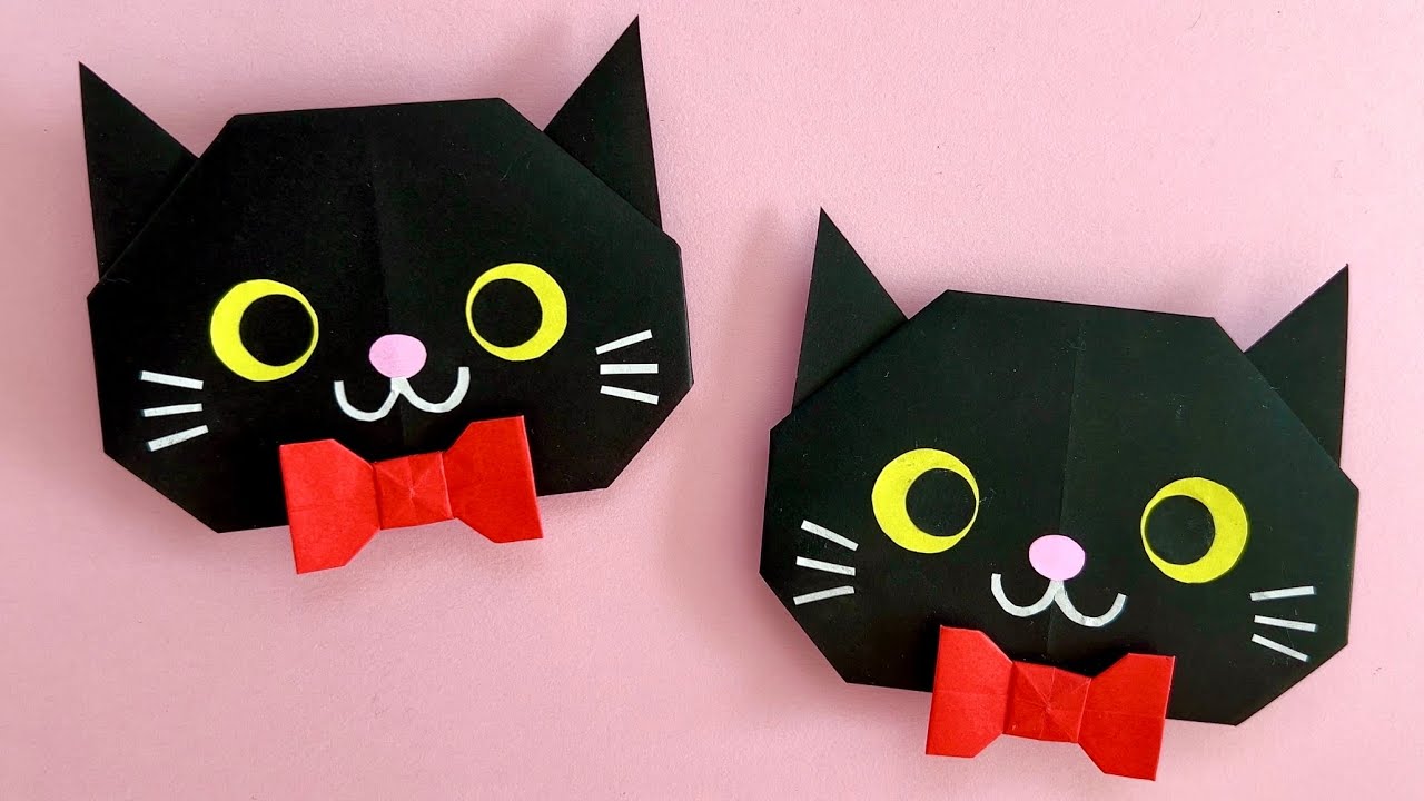 【ハロウィン折り紙】簡単 可愛い 黒猫 折り方 Origami Easy Cute Black Cat Halloween Paper Craft DIY ねこ ネコ 종이접기 검은 고양이 할로윈