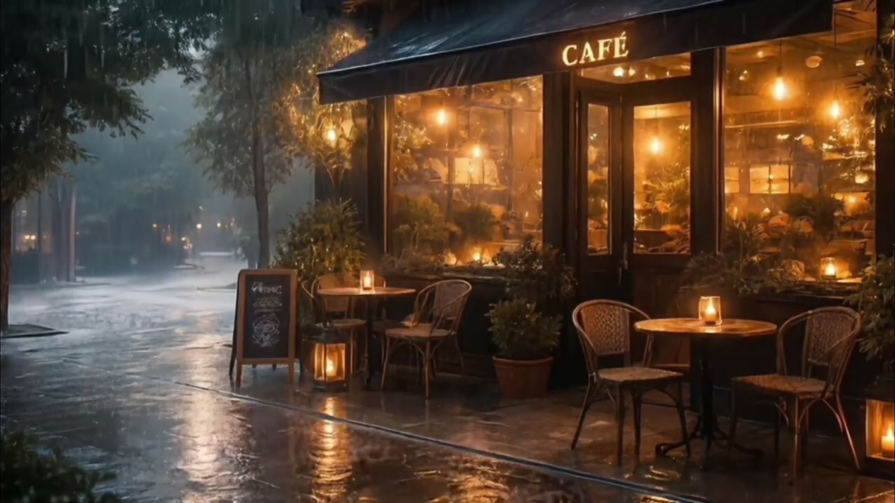 Cafe Rain at Night