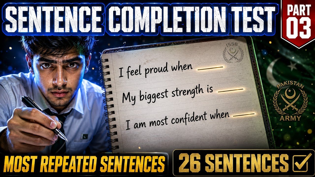 Sentence Completion Practice Test for ISSB and SSB phycology test