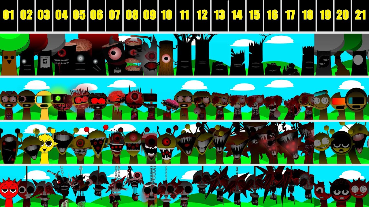 Incredibox Sprunki all in one ( Raddy, Simon, Mr. Tree, Garnold ) ... Super new