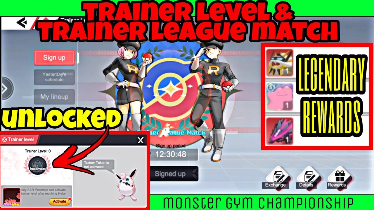 HOW TO UNLOCK TRAINER LEVEL & TRAINER LEAGUE MATCH in Monster gym Championship | POKEVERSE WORLD