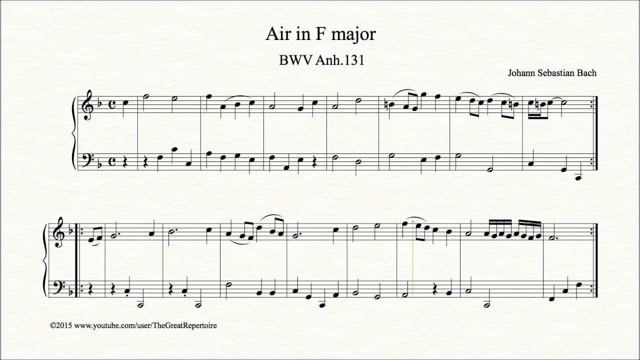 Bach, Air in F major, BWV Anh 131, Harpsichord