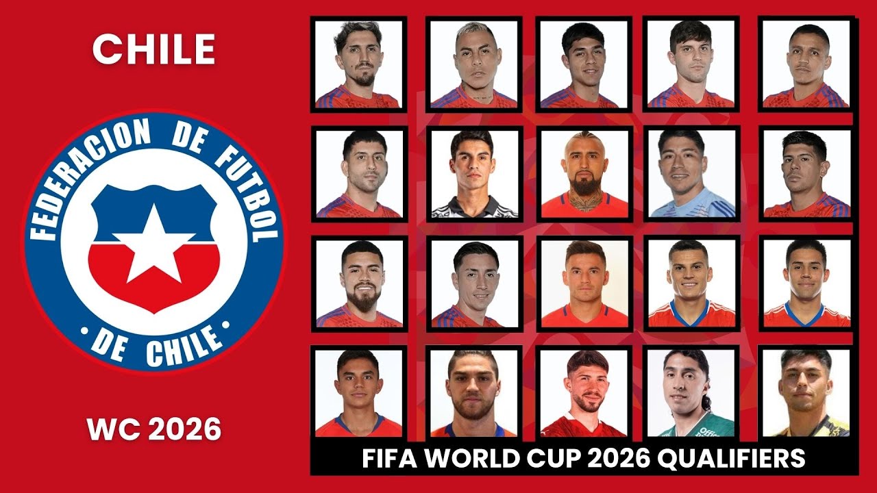 CHILI NATIOMAL TEAM OFFICIAL SQUAD, For Fifa world Cup Qualifiers 2026 Zona Concacaf ||Ballworld