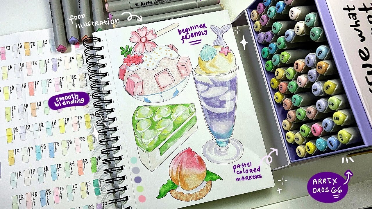 Beginner-friendly coloring process using alcohol markers ft. Arrtx Oros 66 | food illustration