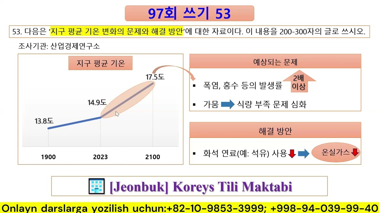 👩‍🎓 Zuhra 선생님: 😍 97회 TOPIK 2 || 쓰기 53번 || Mana qanday yozishingiz kerak edi🤔