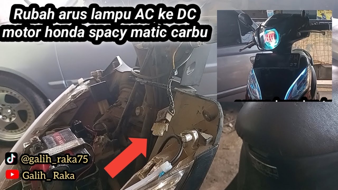 cara rubah arus lampu AC ke DC di motor honda spacy matic carbu