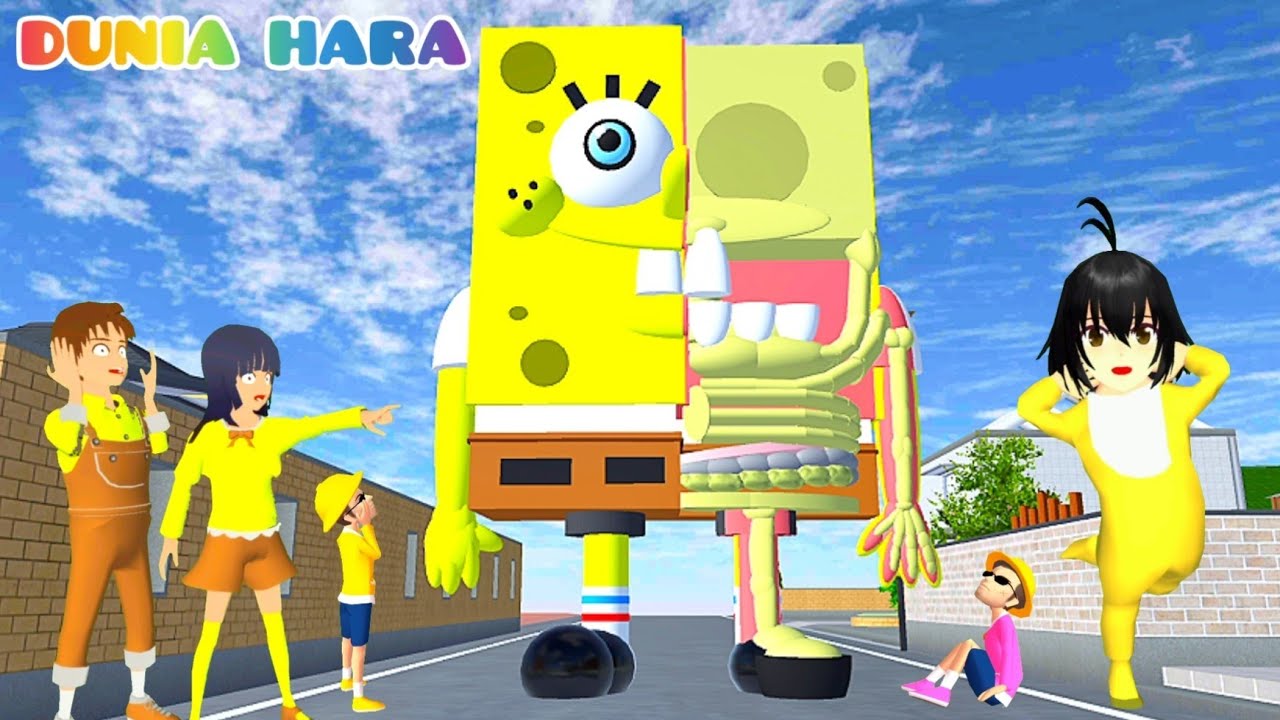 Yuta Kaget Lihat Isi Tubuh Spong3 B0b Raksasa 😱 Spongebob Setengah Tulang | Sakura School Simulator