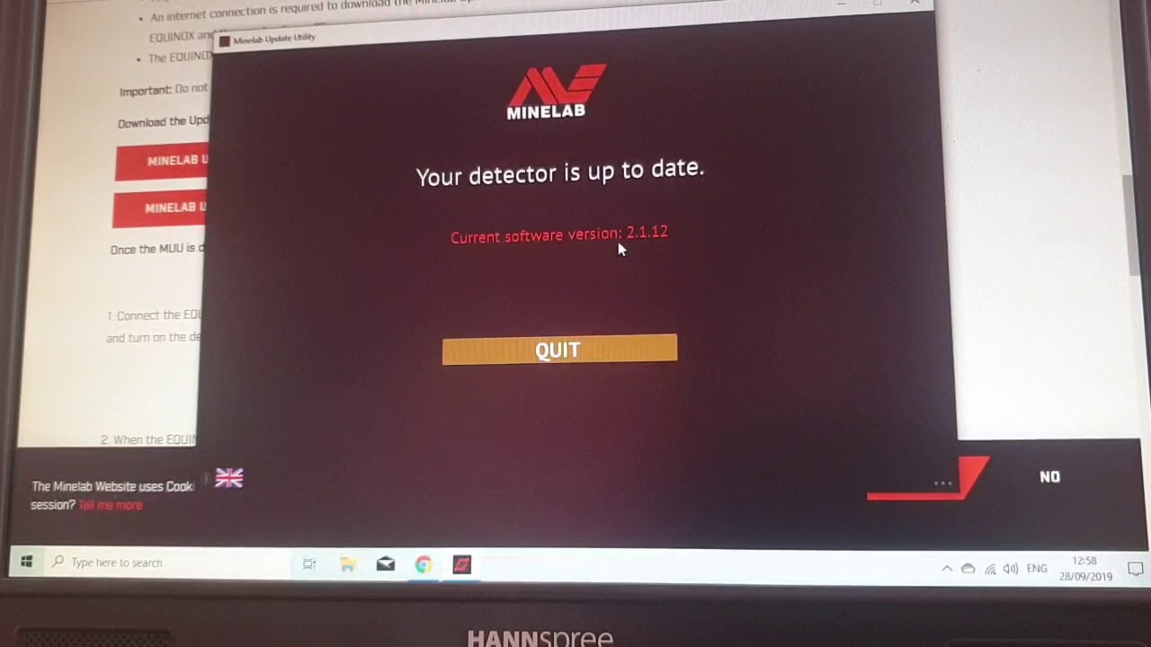 Minelab equinox update link and compatability issues on windows
