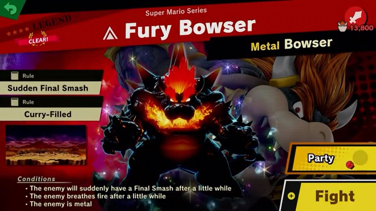 Super Smash Bros. Ultimate - Fury Bowser w/ No Spirits (Max Score of 1,380,000)
