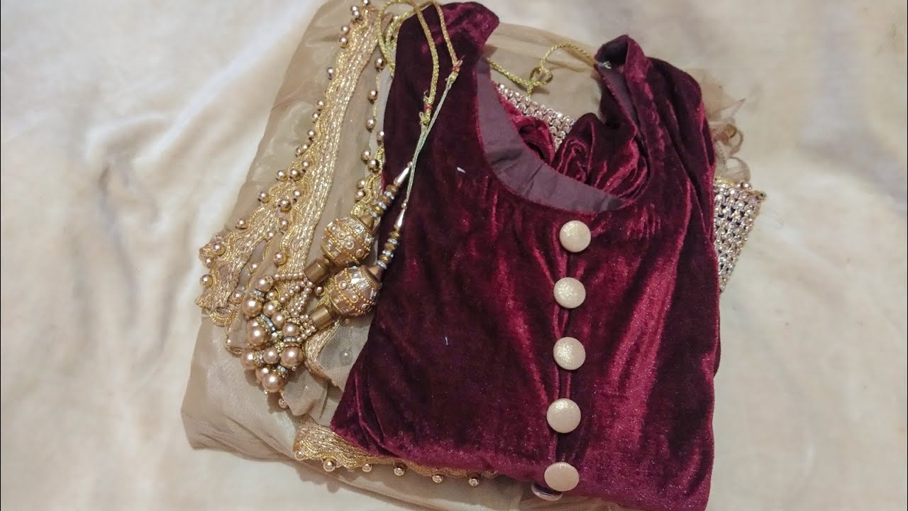 1.5 मीटर वेलवेट के कपड़े से बनाए सुंदर कुरती ( velvet k fabric se bnaye party wear Sut
