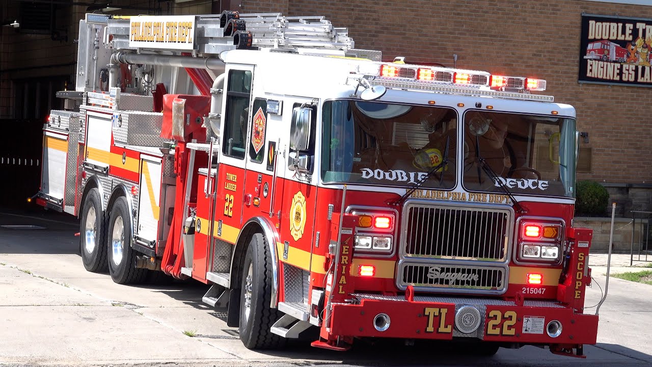 Philadelphia Fire Department Engine 55 & Tower Ladder 22 Responding