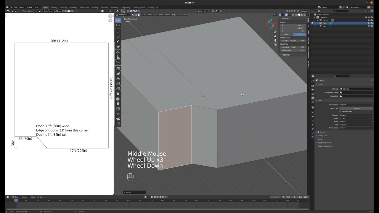 Blender Tutorial 12 - Modeling a room from measurements