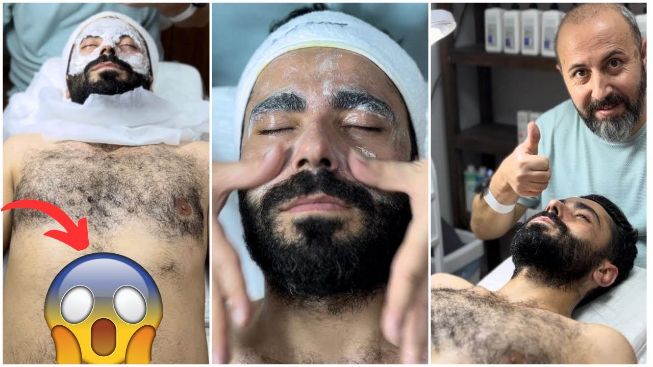 ASMR Face Massage & Mask on Hairy Man | Relaxing Skin Care for Men