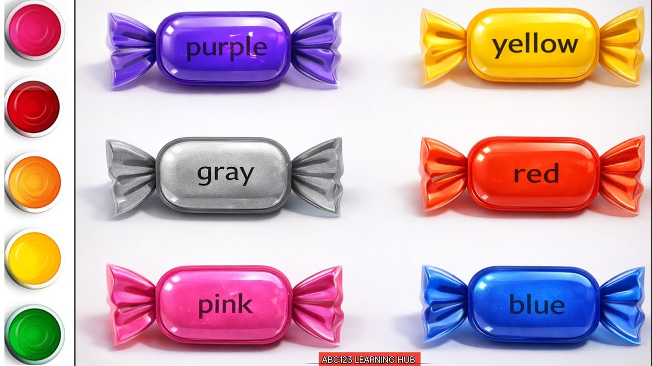 Learn Colours for Kids | Colors Name in English | Candy Colour Names for Kids | abc123 learning hub