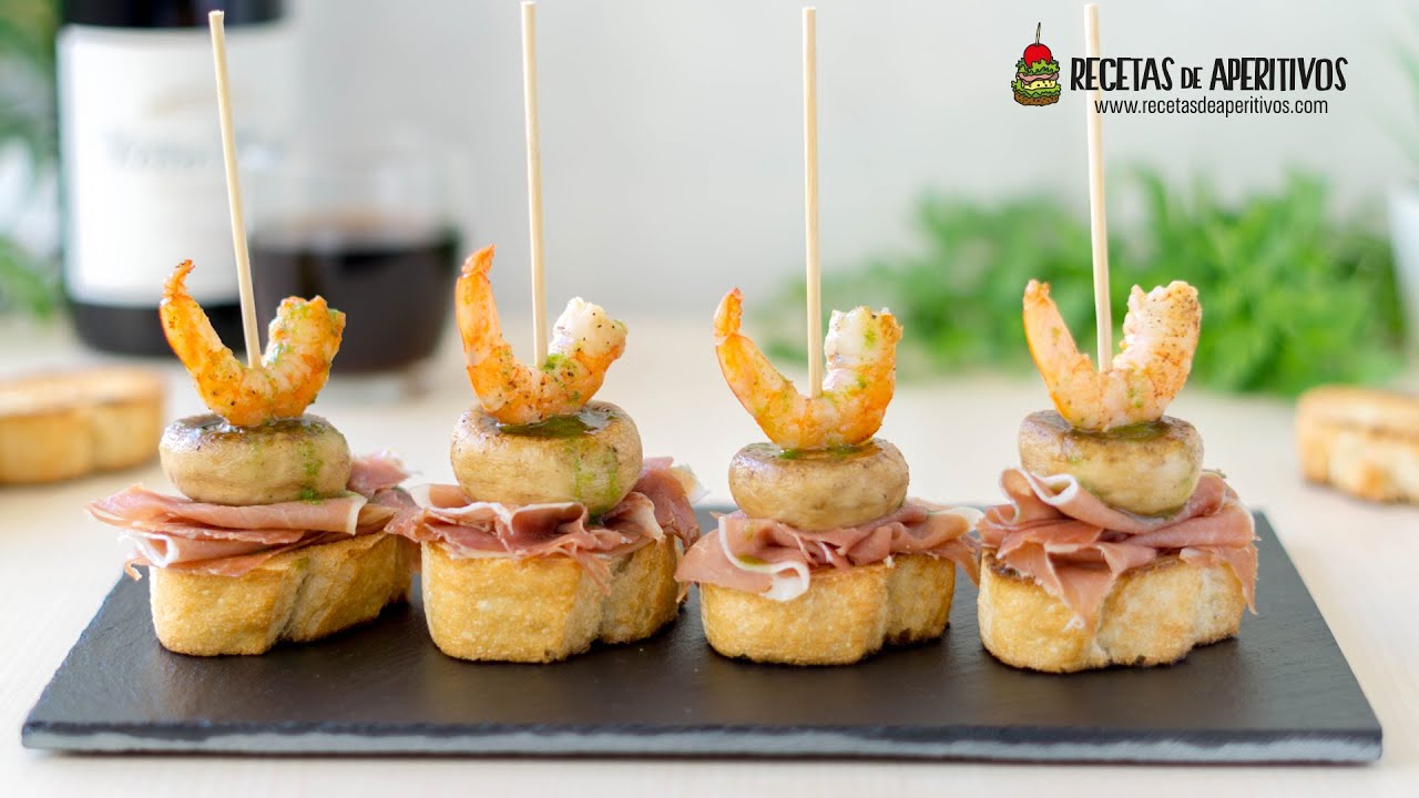 PINTXO de CHAMPIÑÓN con JAMÓN y LANGOSTINOS - PINTXOS VASCOS #43